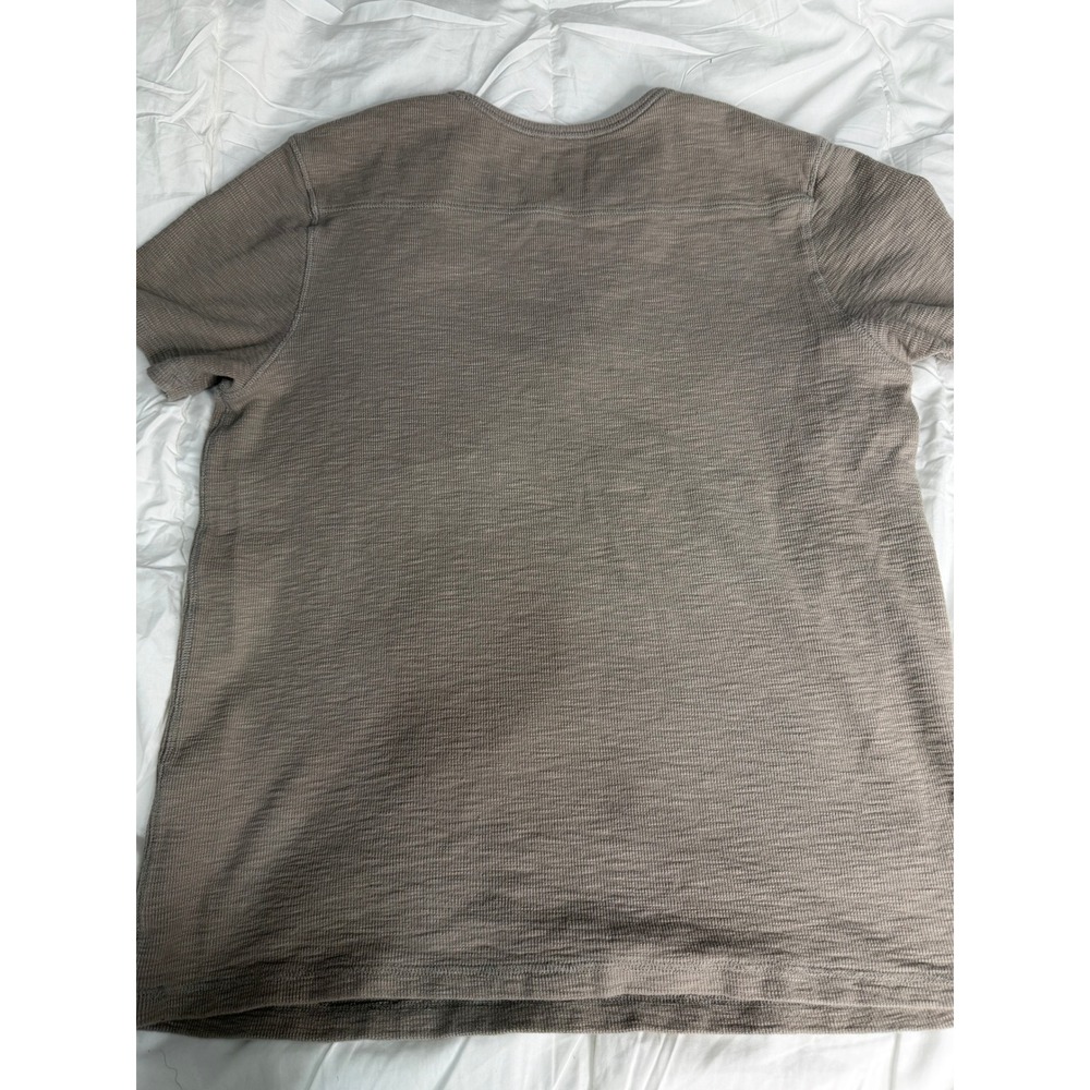 AllSaints Mens Relaxed Fit Ramskull Textured T-Shirt Taupe Brown Size Large